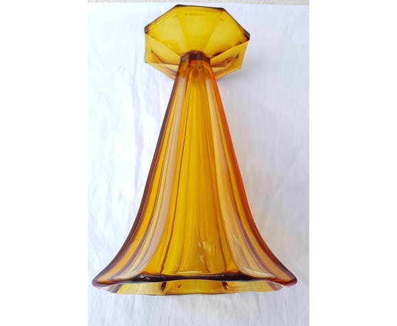 Art Deco amber glass vase
