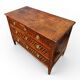 Louis XVI commode with marquetry featuring a design of precious wood cubes, 18th century.