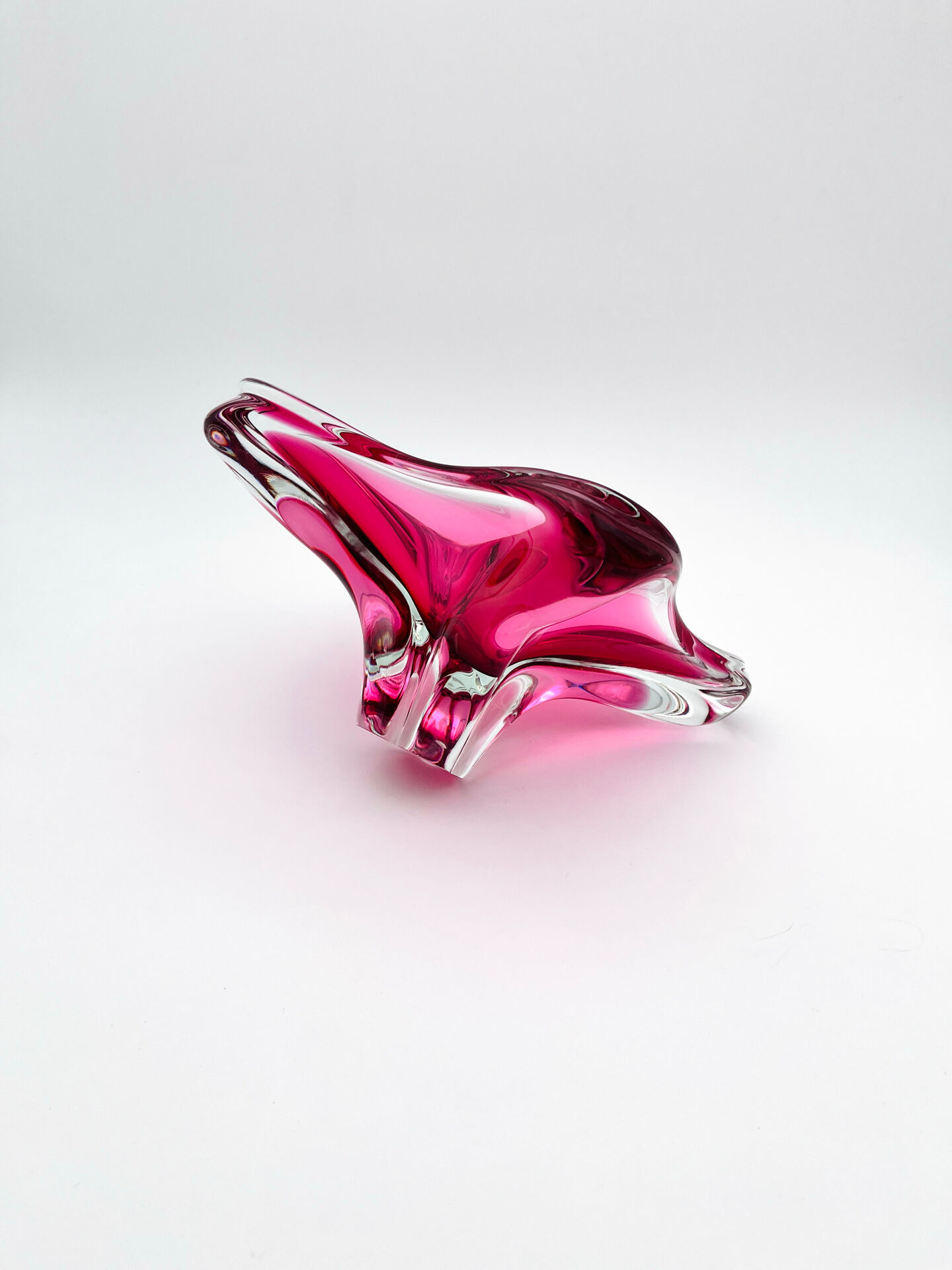 Large Crystal Bowl Bohemia Josef Hospodka 2.6kg Ruby Design 1960