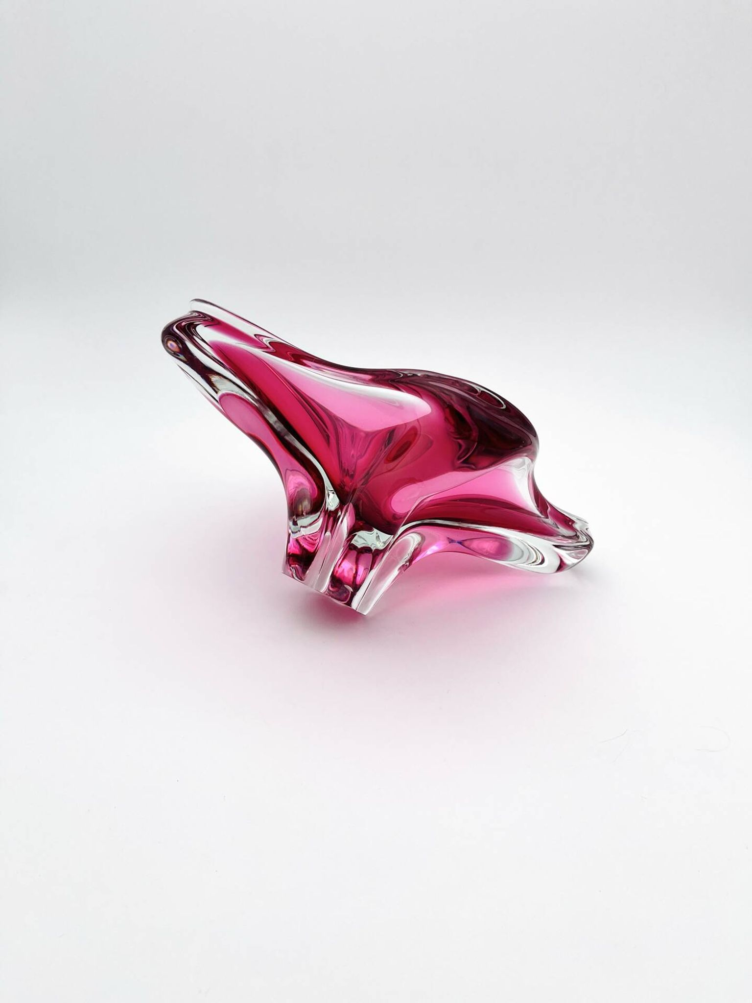 Large Crystal Bowl Bohemia Josef Hospodka 2.6kg Ruby Design 1960