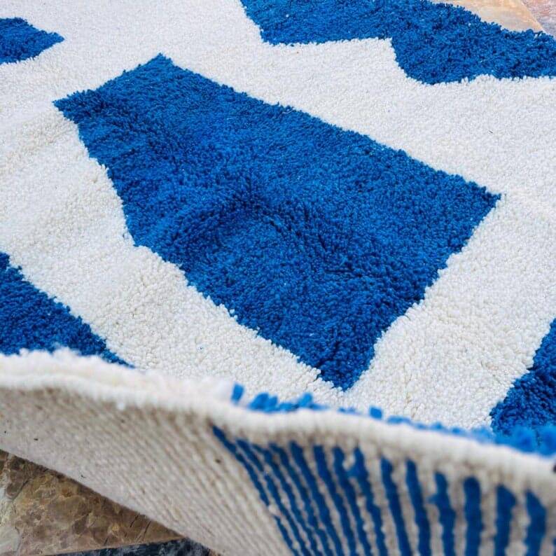 Handmade blue beni mrirt rug