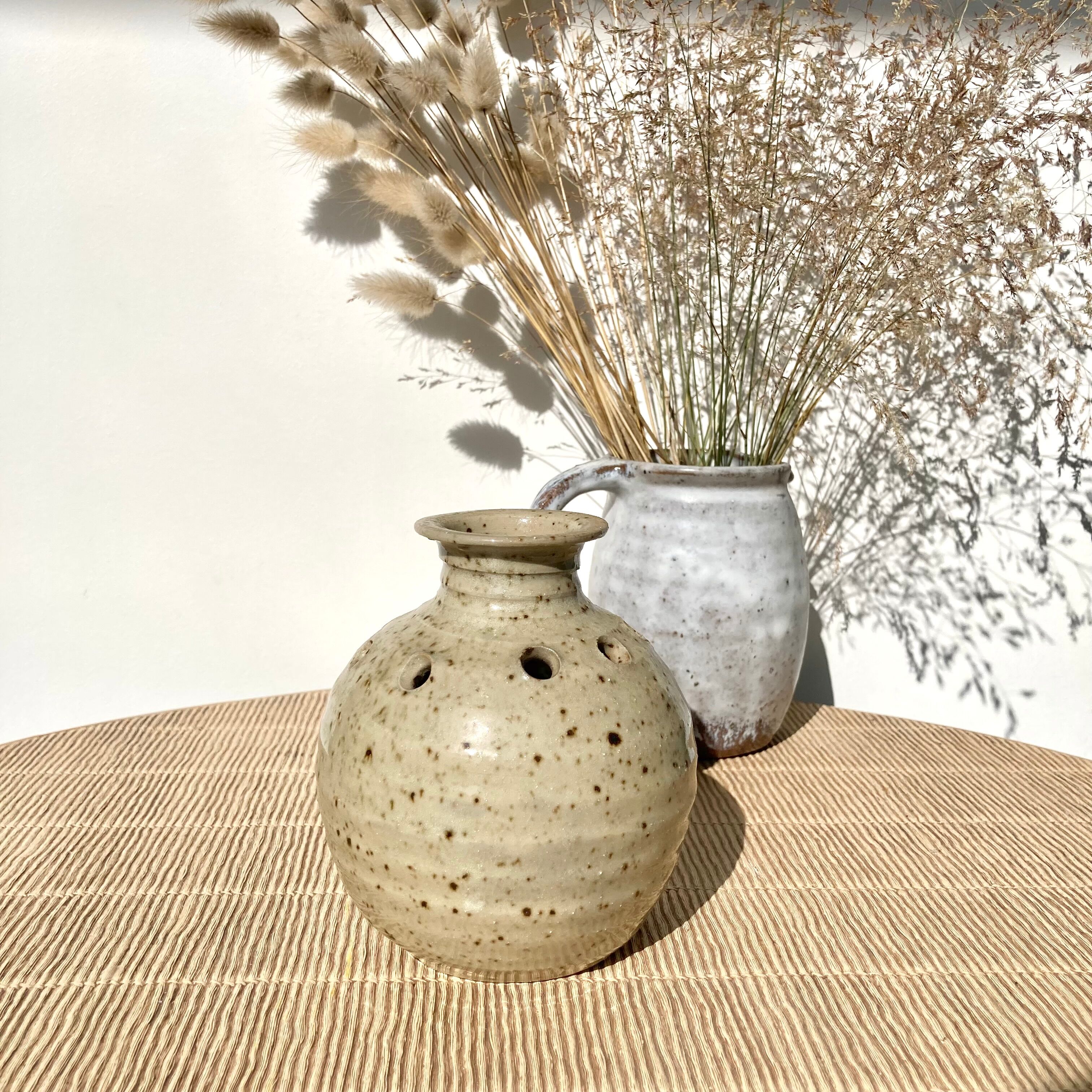 Stoneware flower spike ball vase