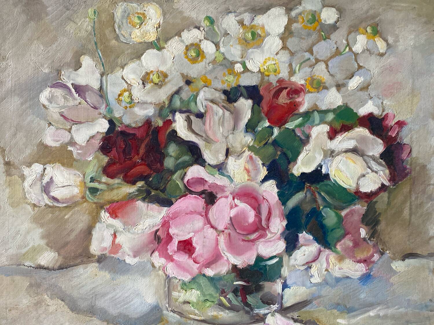 Bouquet de fleurs signé