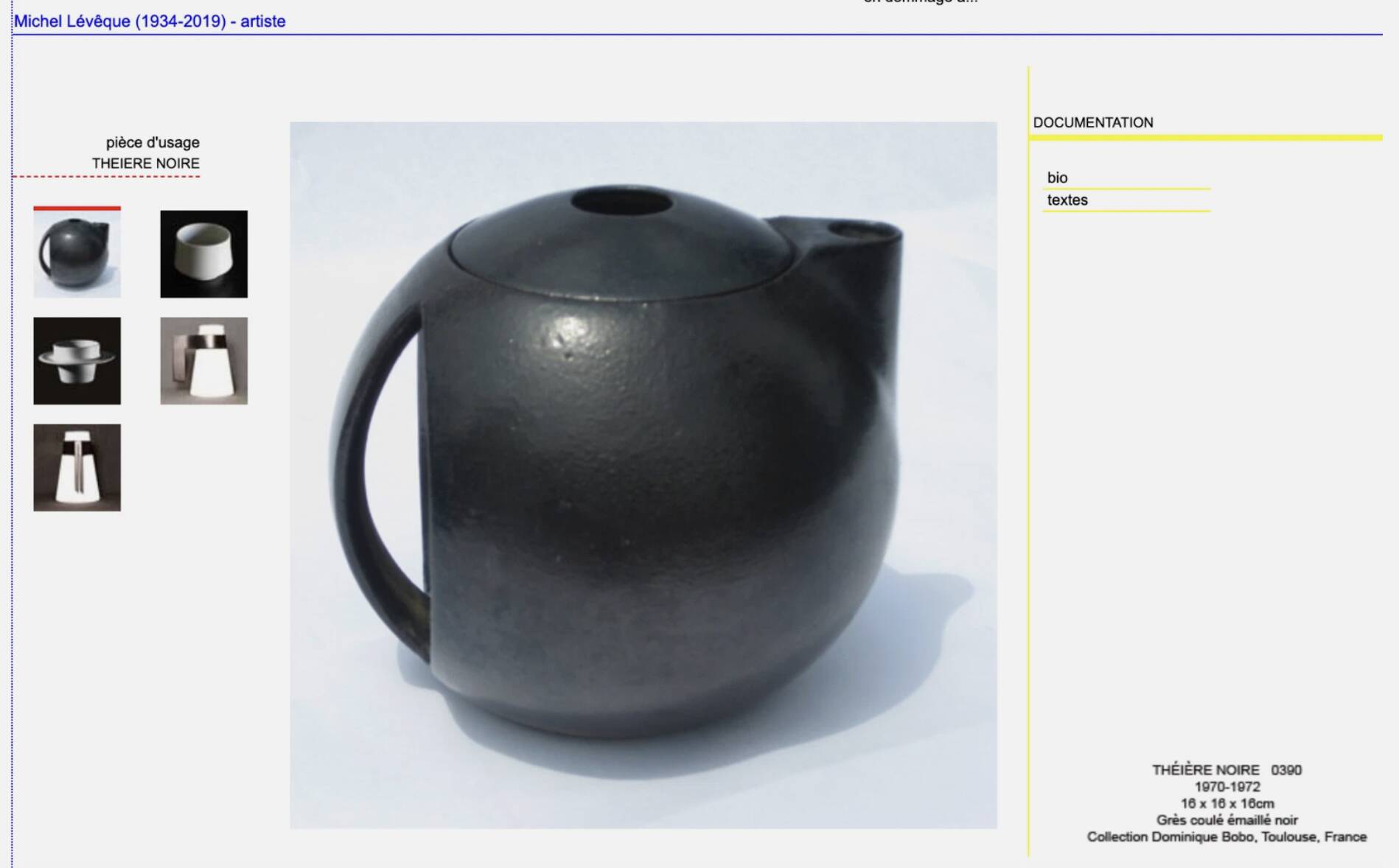 Modernist stoneware ceramic teapot by Michel Lévêque, 1950s