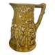 Old large Sarreguemines Majolica earthenware pitcher, vintage slip