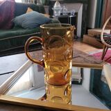 Large amber glass pitcher with bubbles – 1970s design