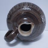 Vintage scarified glazed stoneware pitcher