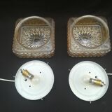 Pair of honey-colored ceiling lights