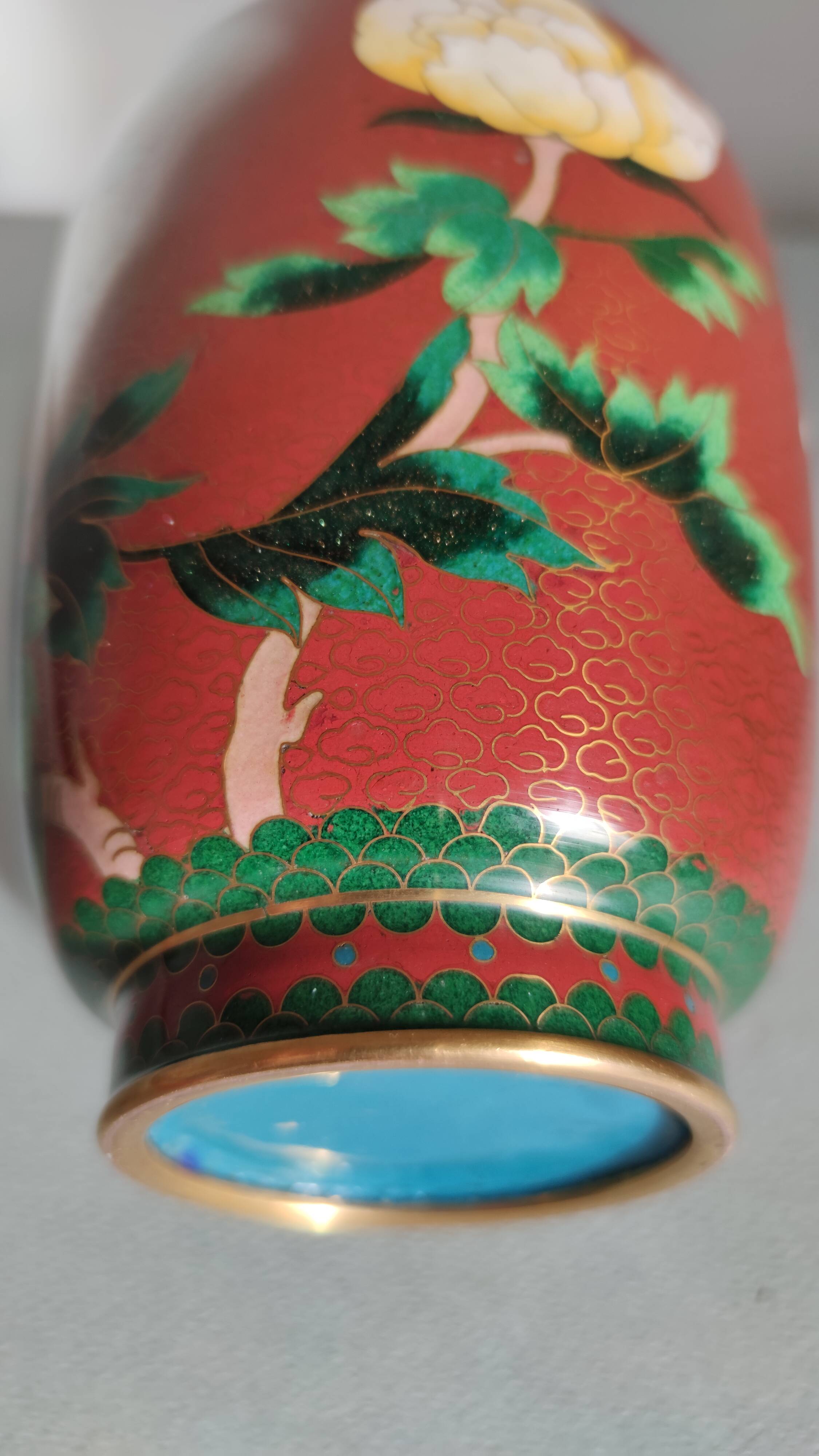 Enamel lamp cloisonnée drimmer vintage 56 cm h