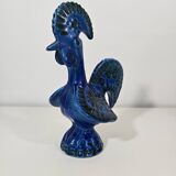 coq en céramique émaillée bleu par Aldo Londi pour Bitossi
