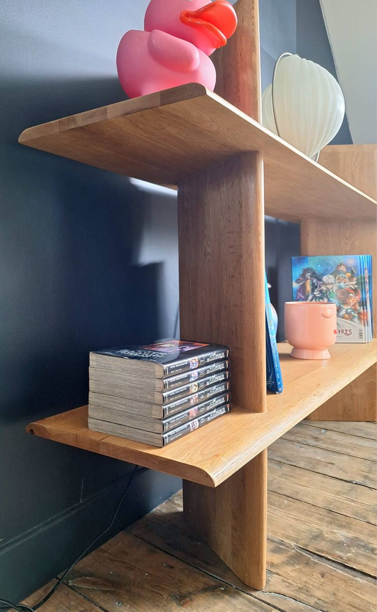 Solid oak library, Iloss AMPM, shelving unit
