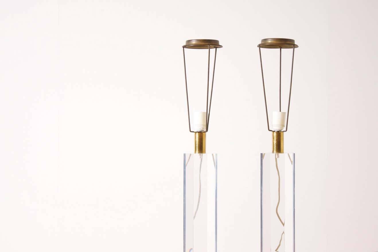 Set of French 1970s Lucite Table Lamps
