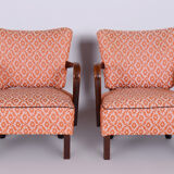Paire de fauteuils en hêtre art deco fabriqués dans les années 1930, tchéquie, vernis revivifié