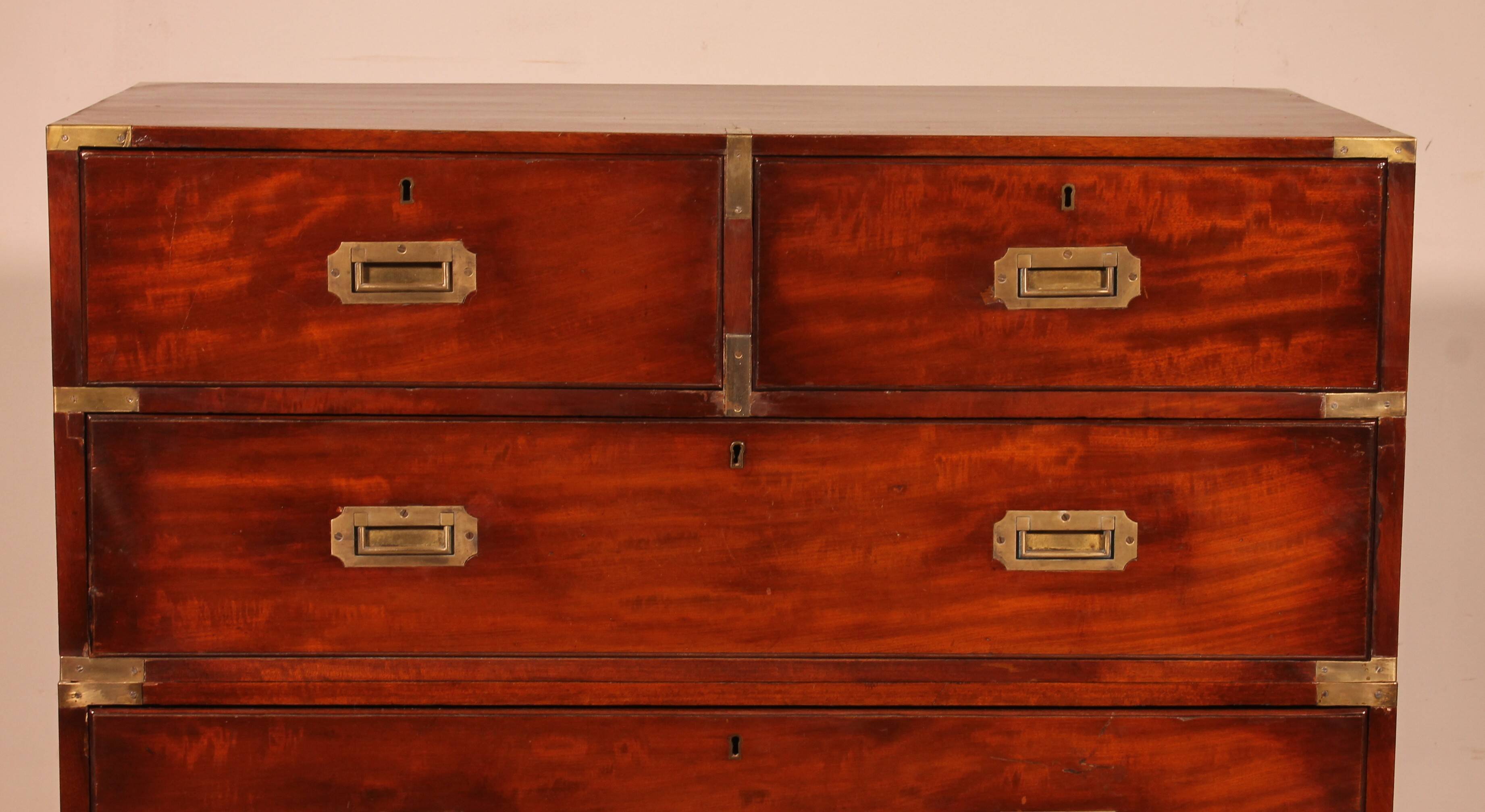Mahogany Military or Naval Chest of Drawers - 19th Century