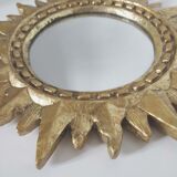 Miroir soleil en stuc doré or 36cm