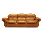 Orange leather sofa, Space Age design, 1960s, production: Italy