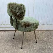 Chaise moumoute verte vintage 1960