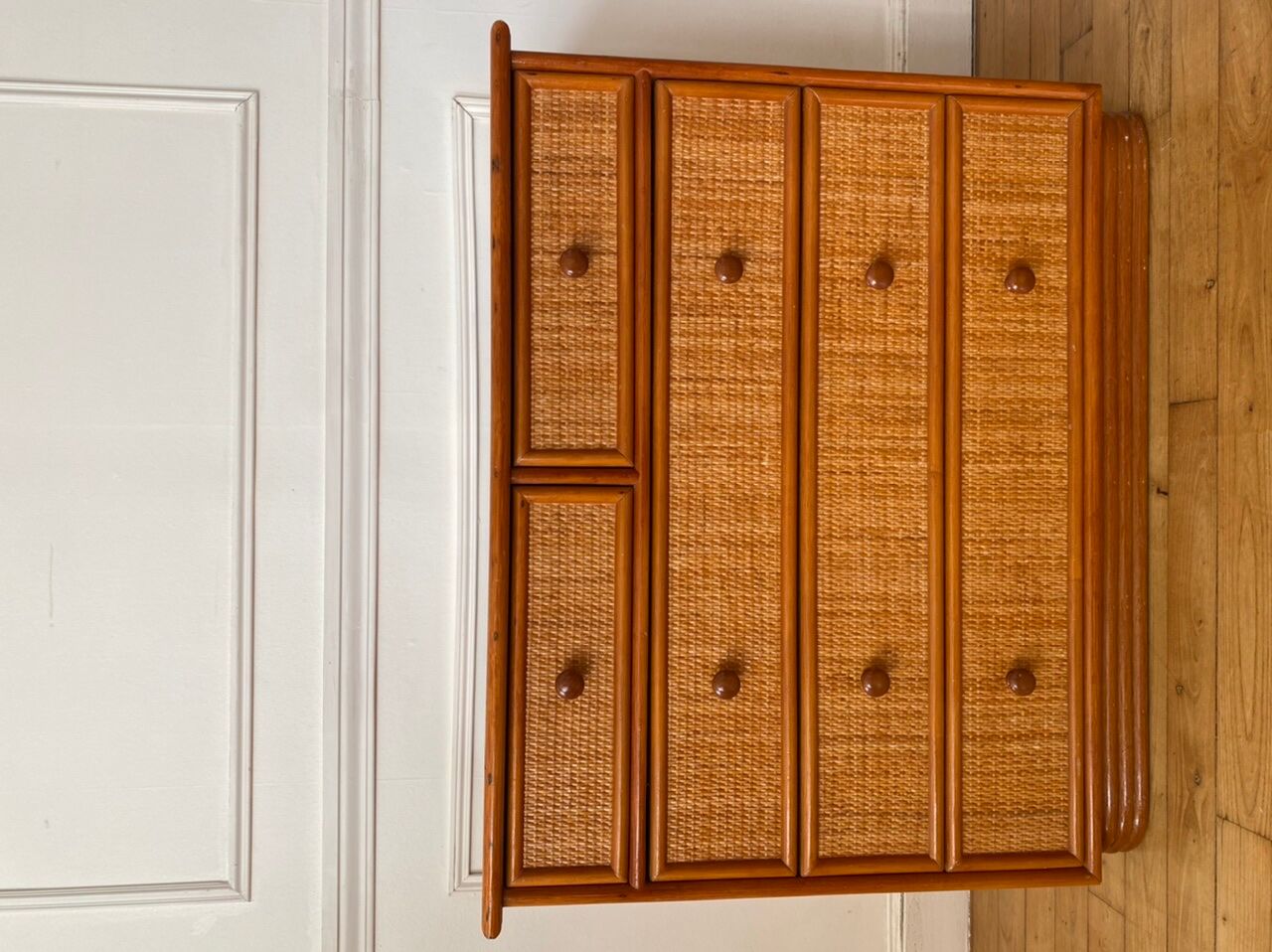 Chest of drawers in rattan and bamboo