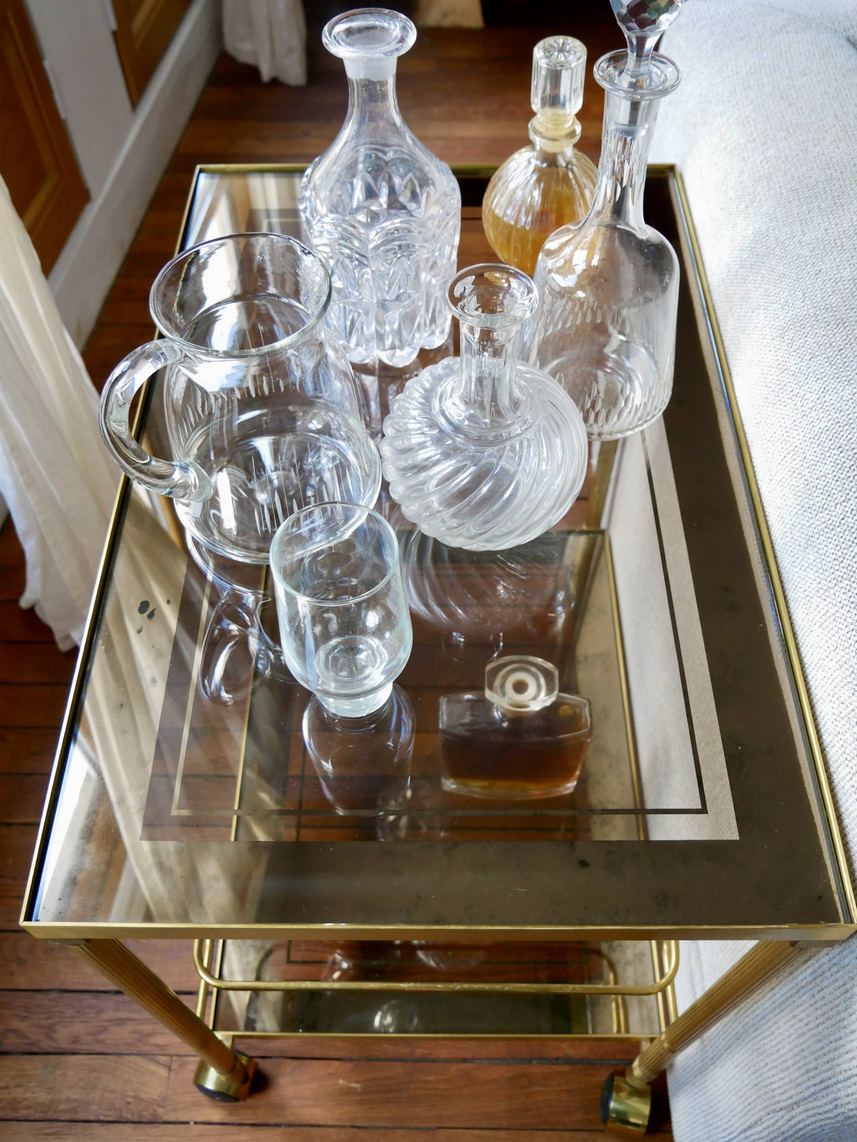 Dessert/bar on brass and glass wheels