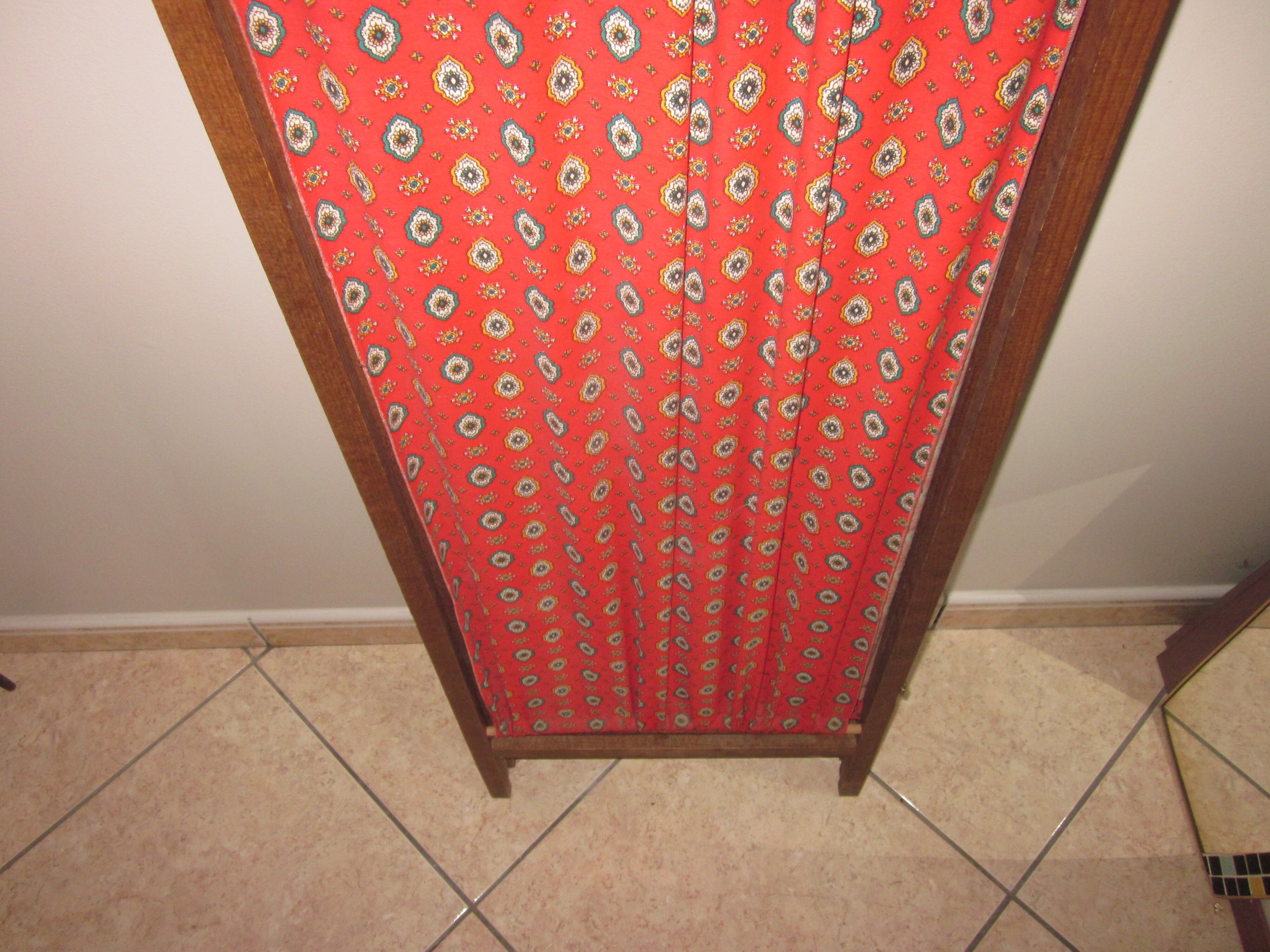 Vintage wood and fabric screen
