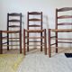 Lot de 3 chaises en bois et paille - look brutaliste