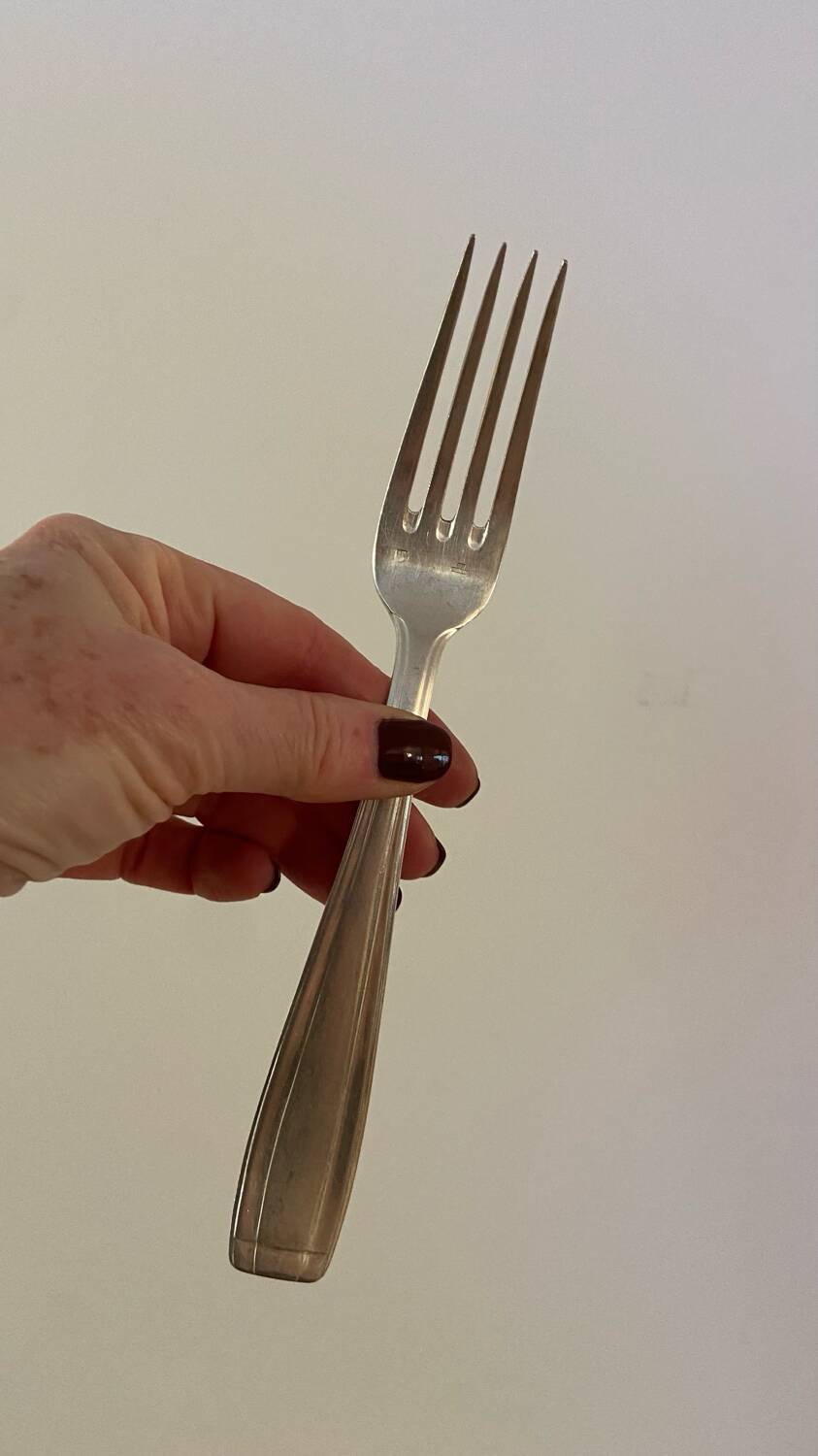 6 grandes fourchettes en métal argenté vintage 1960
