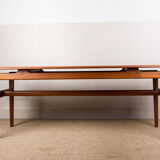 Large Danish teak coffee table with 1960 document rows.
