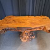 Coffee table signed in elm burl