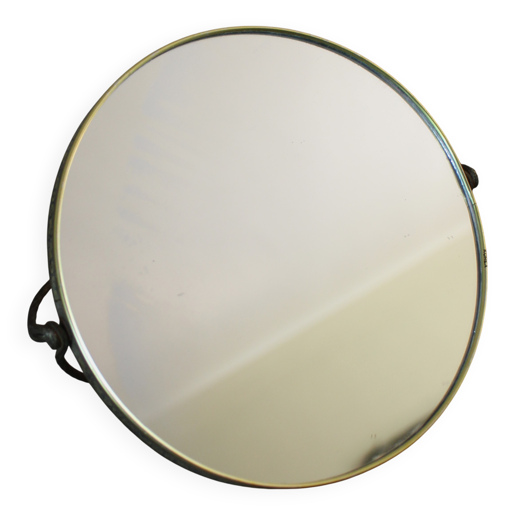 Round barber mirror with double gold legs and decorations
