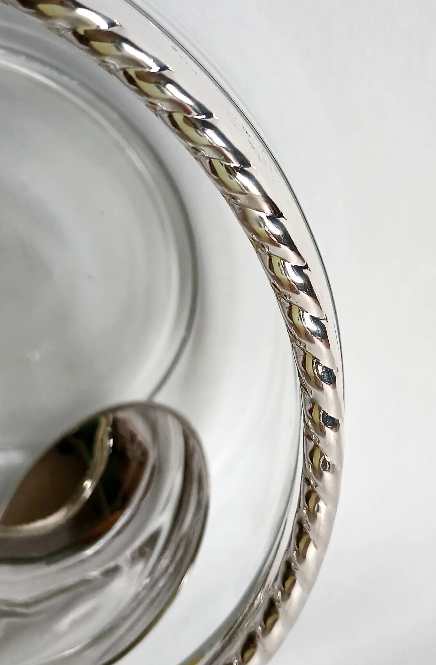 Caviar bowl & its spoon Bormioli Rocco glass & silver-plated metal, Italy 80s