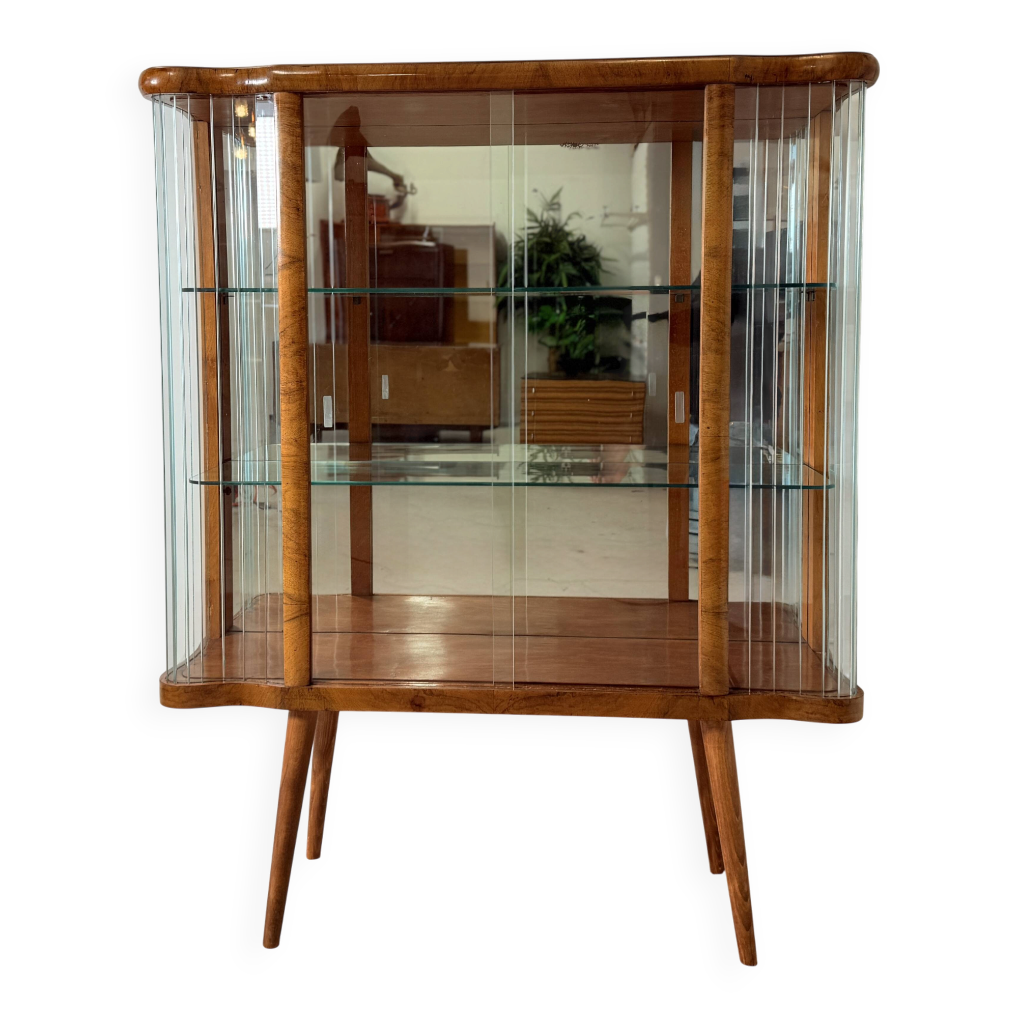Elegant, curved display cabinet in Art Deco style