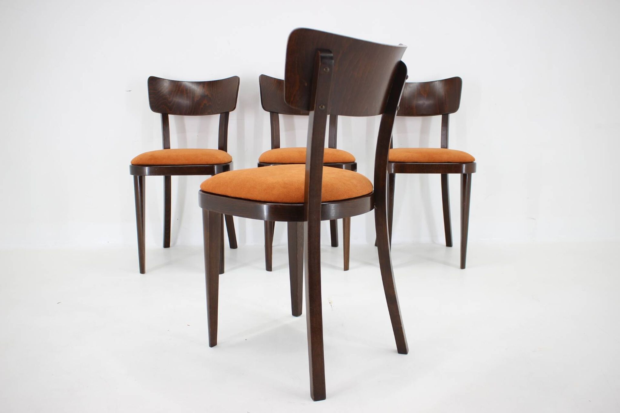 1950s Set of Four Restored Dining Chairs, Czechoslovakia