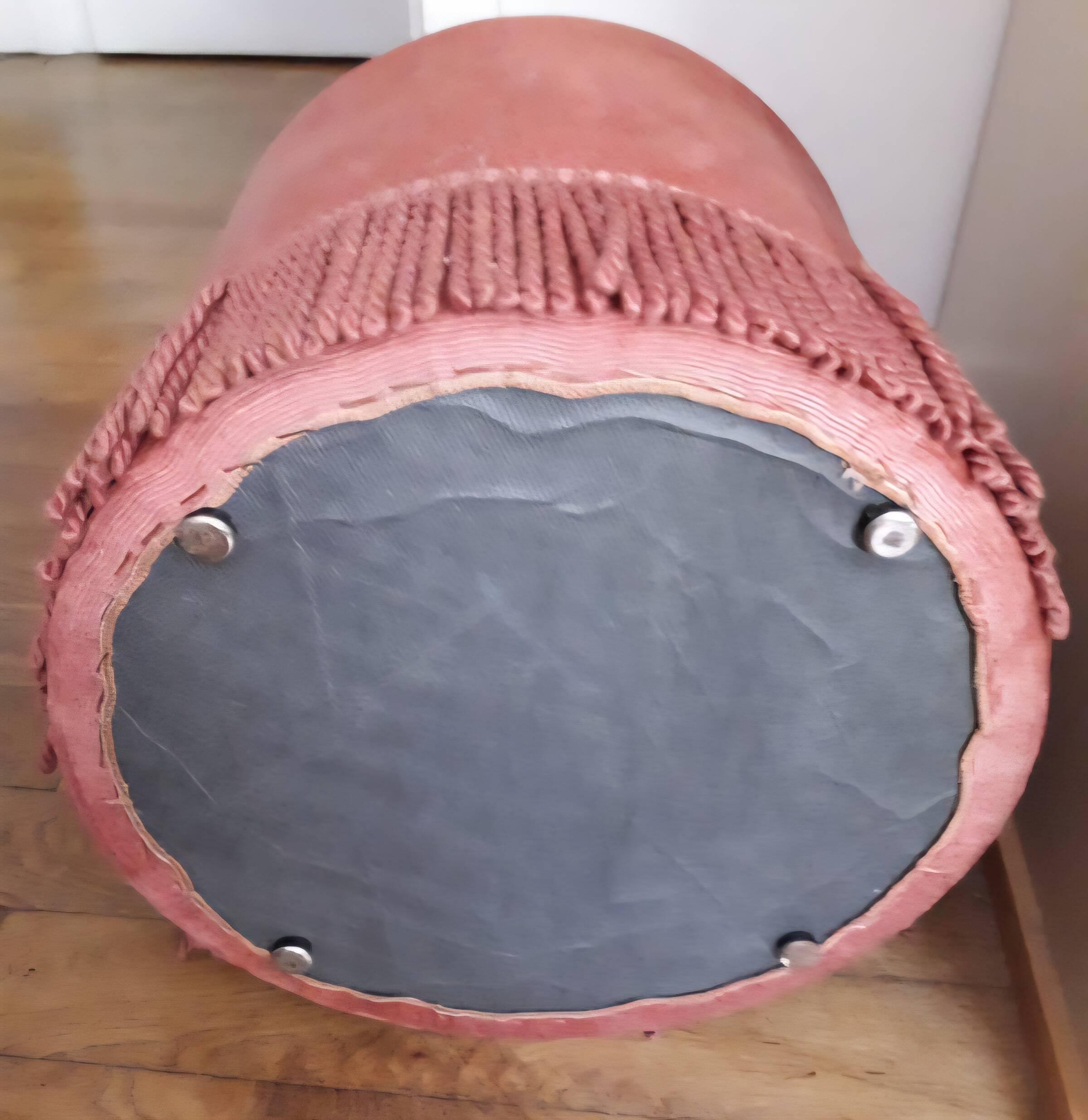 Pink velvet pouf