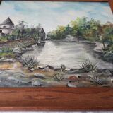 Oil painting on panel, landscape, signed