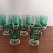 Set of 9 green glasses from the 70s.