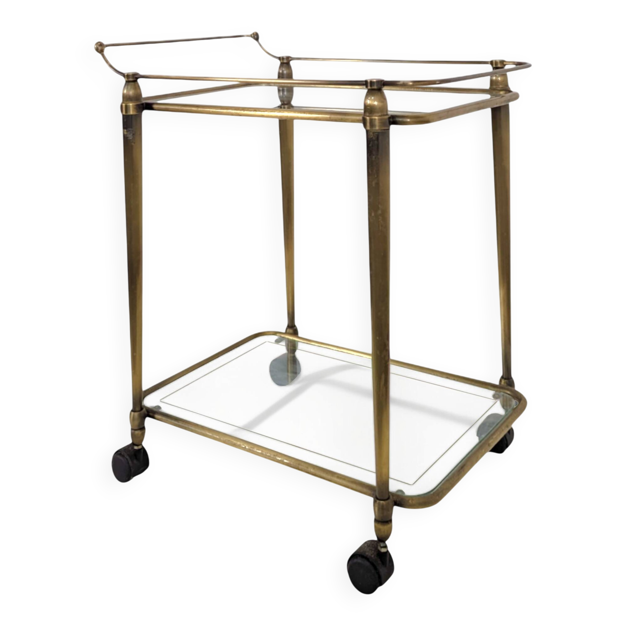 1950s brass rolling trolley