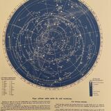 Lithographie ancienne carte du ciel nocturne de 1951 (grand format)