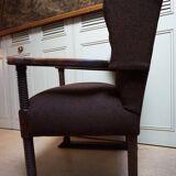 Mid-Century Brutalist Wing Armchair in the manner of Charles Dudouyt, 1950s