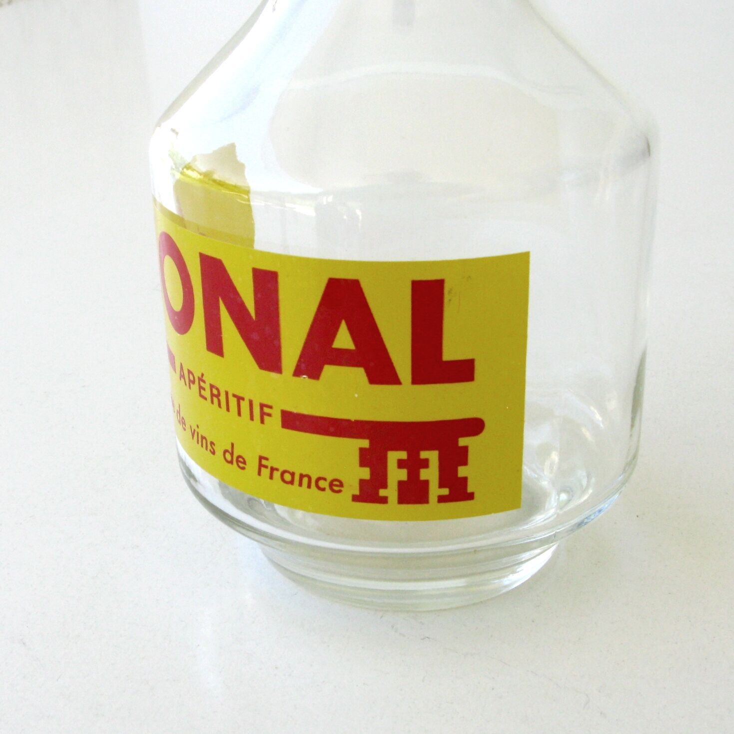 2 old glass decanters advertising bonal aperitif - bar bistrot
