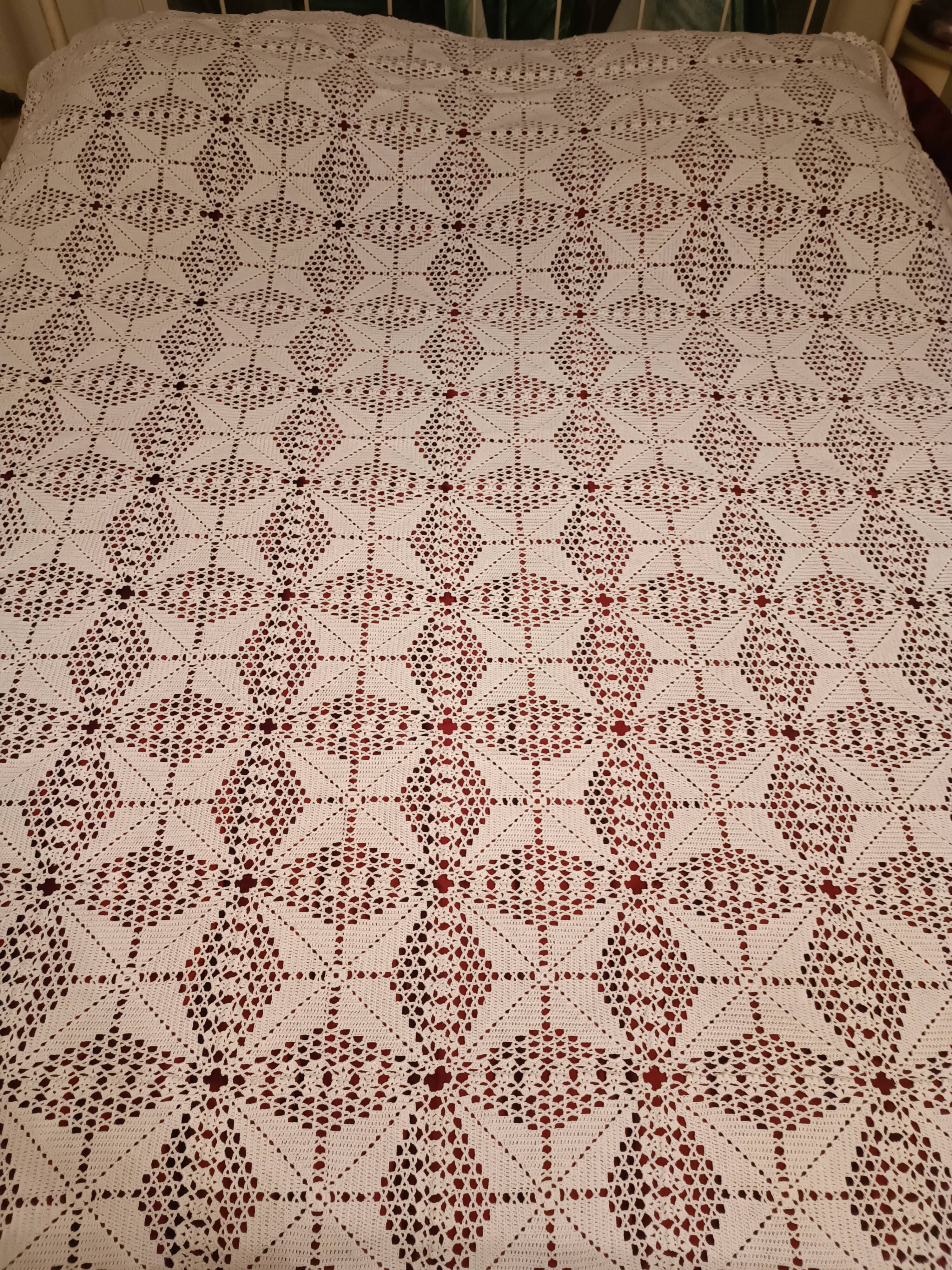 Handmade cotton crochet bedspread