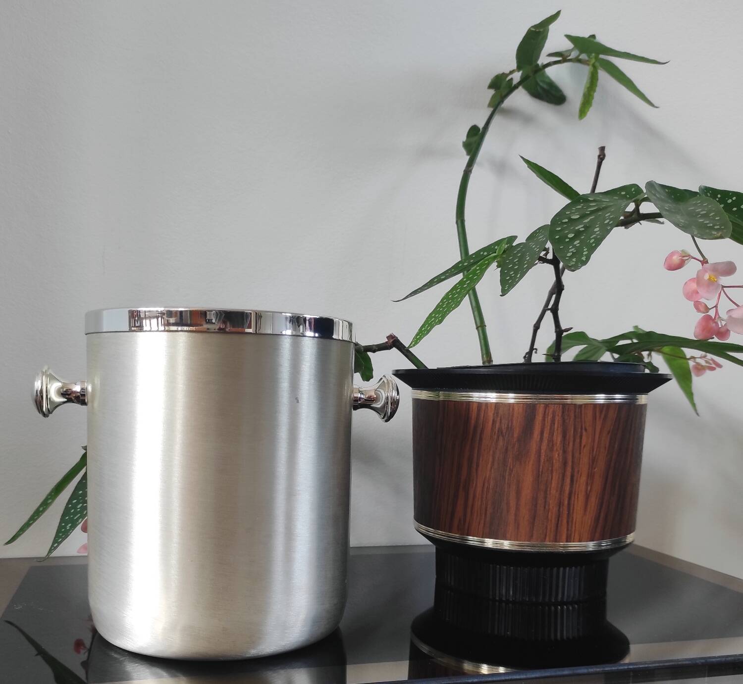 Vintage 70s insulated aluminium ice bucket