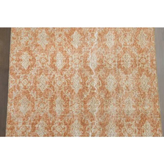 1970s vintage Turkish hand-knotted wool cotton orange runner rug 92x205