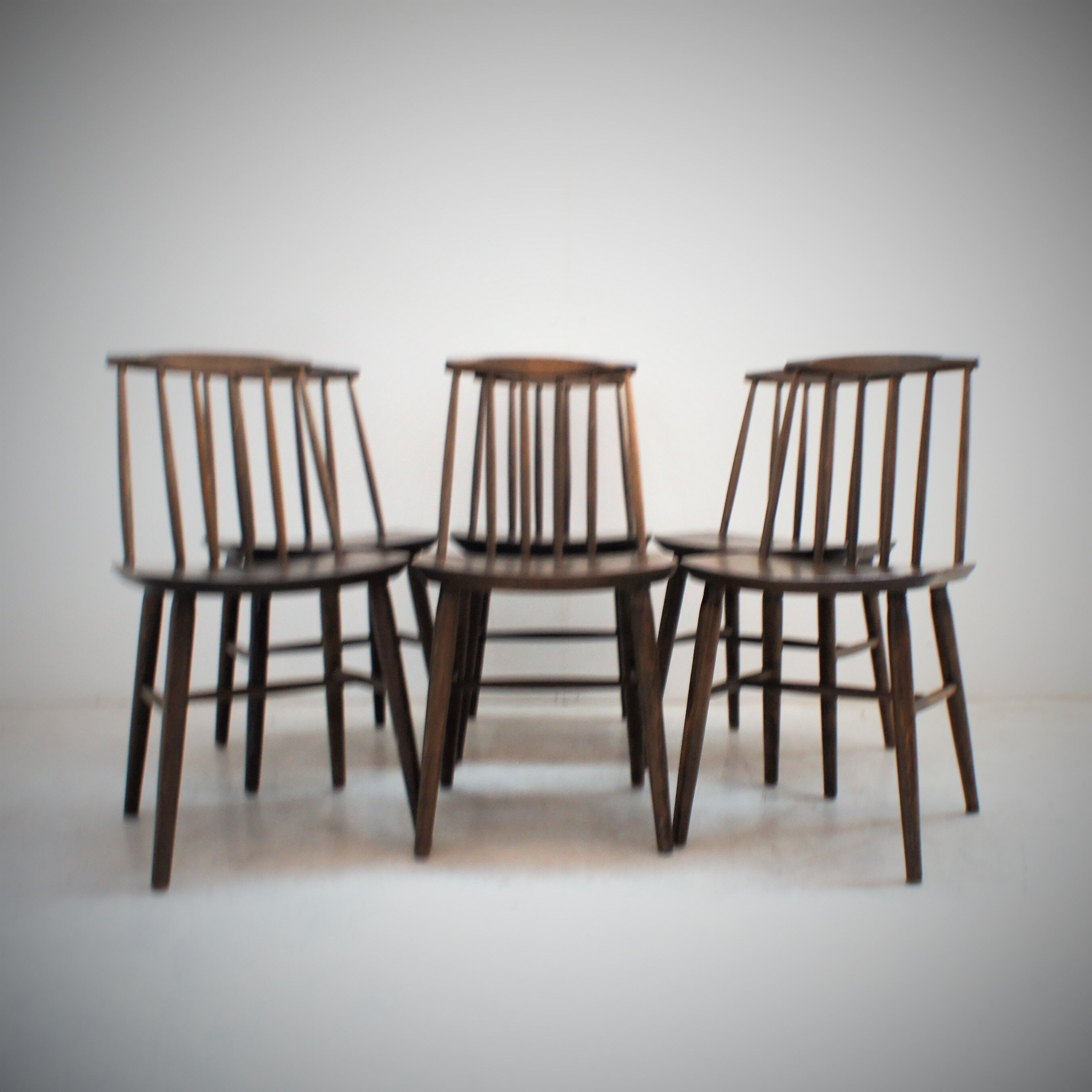 Series of six vintage Scandinavian chairs