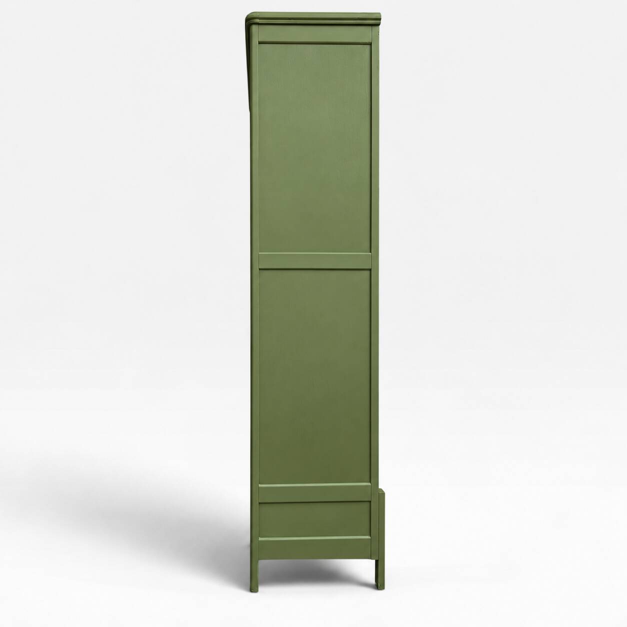 Renovated Art Deco Parisian wardrobe in khaki with original mirror.