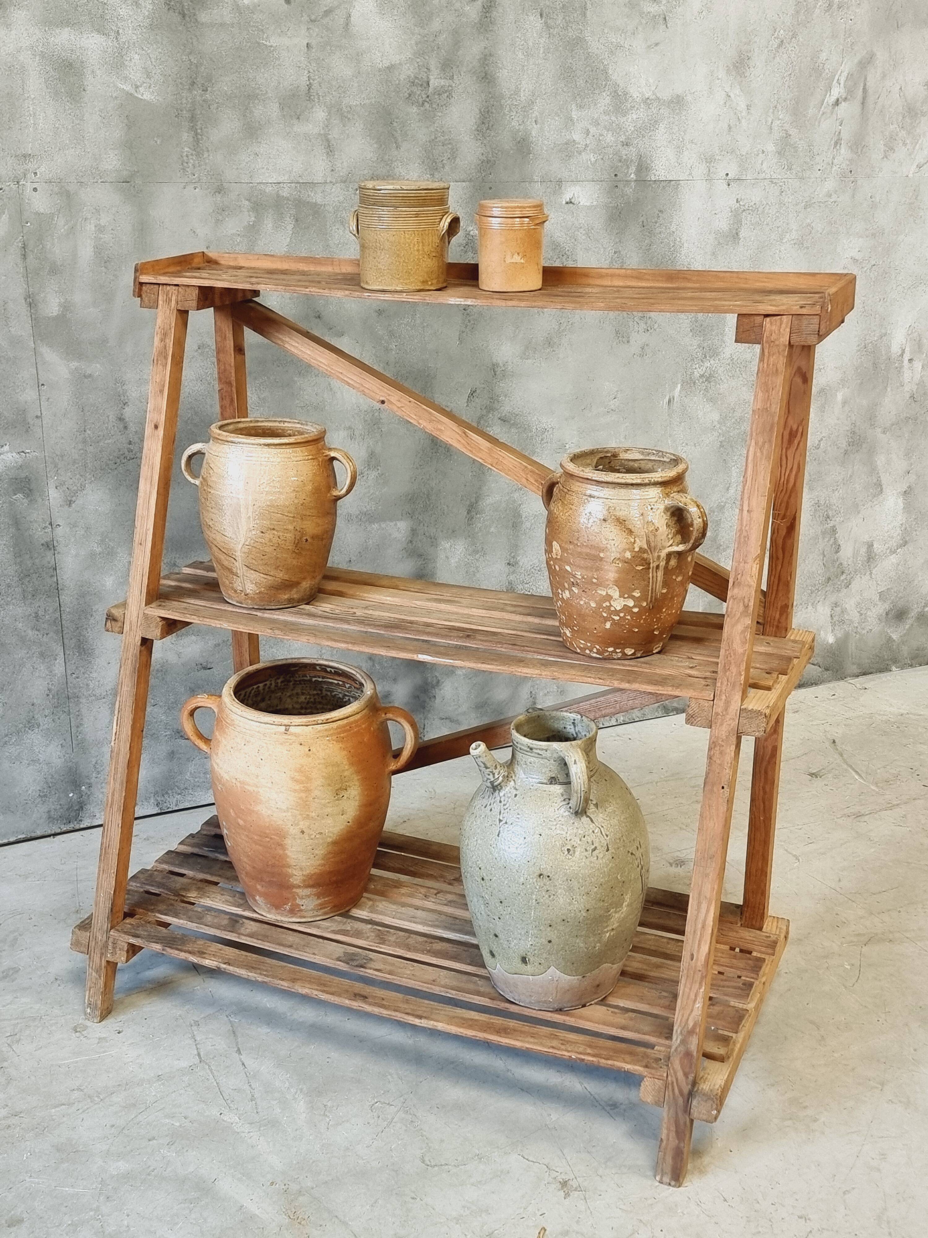 Plant shelf made of old pine wood