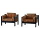 Pair of wooden and leather armchairs by Rud Thygesen & Johnny Sørensen, 1970s.