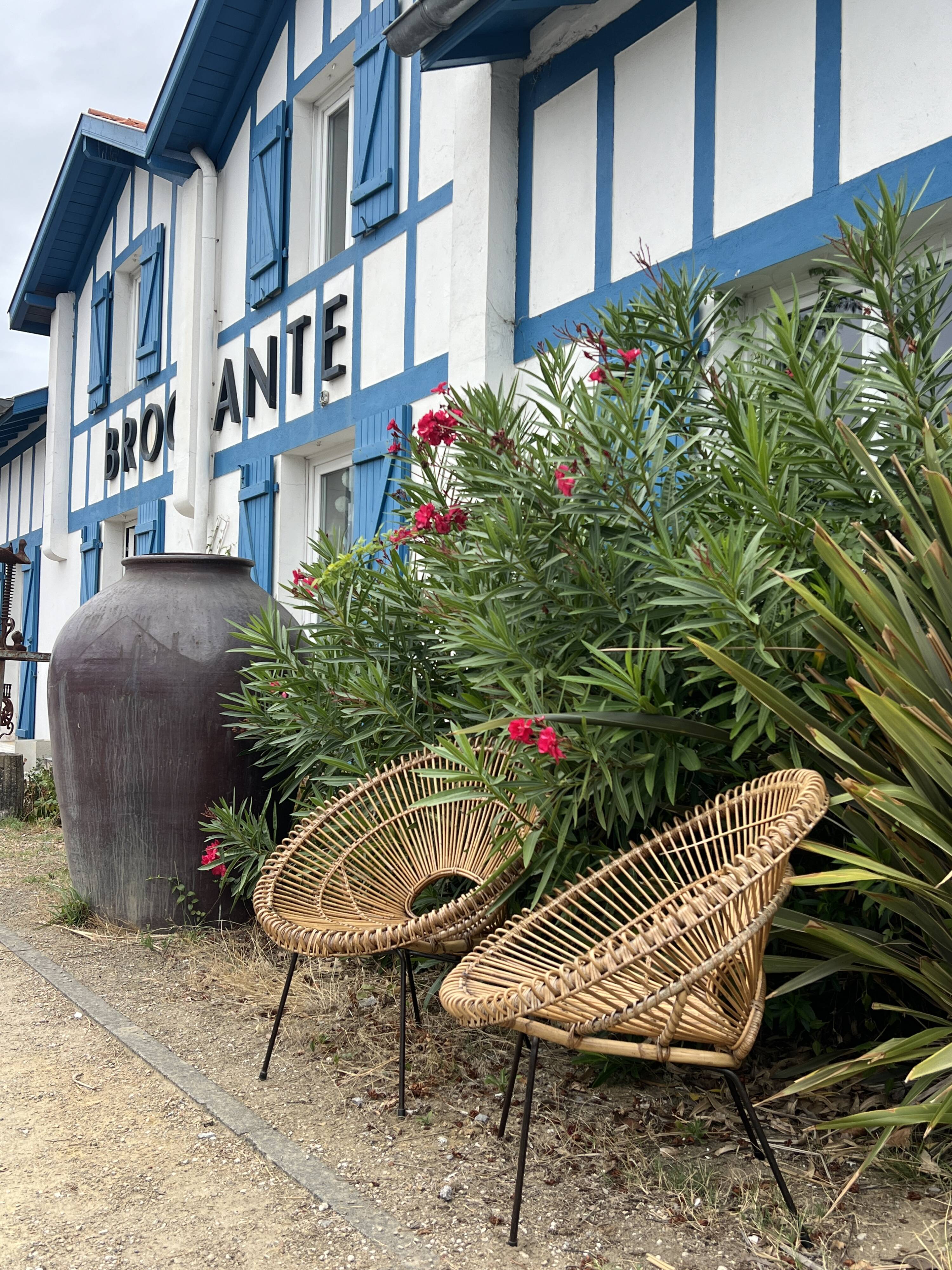Pair of rattan armchairs