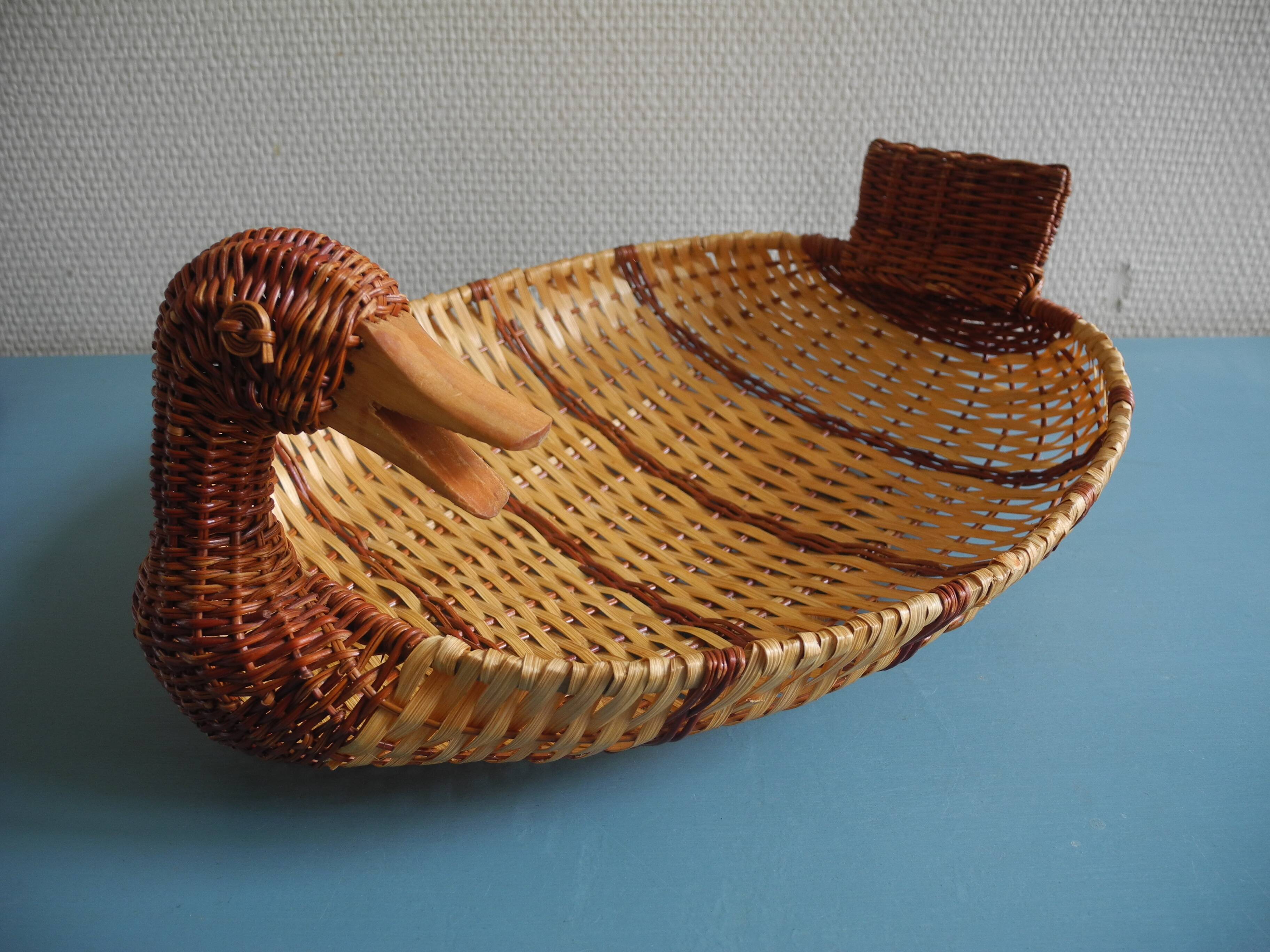 vintage wicker duck basket rattan basket