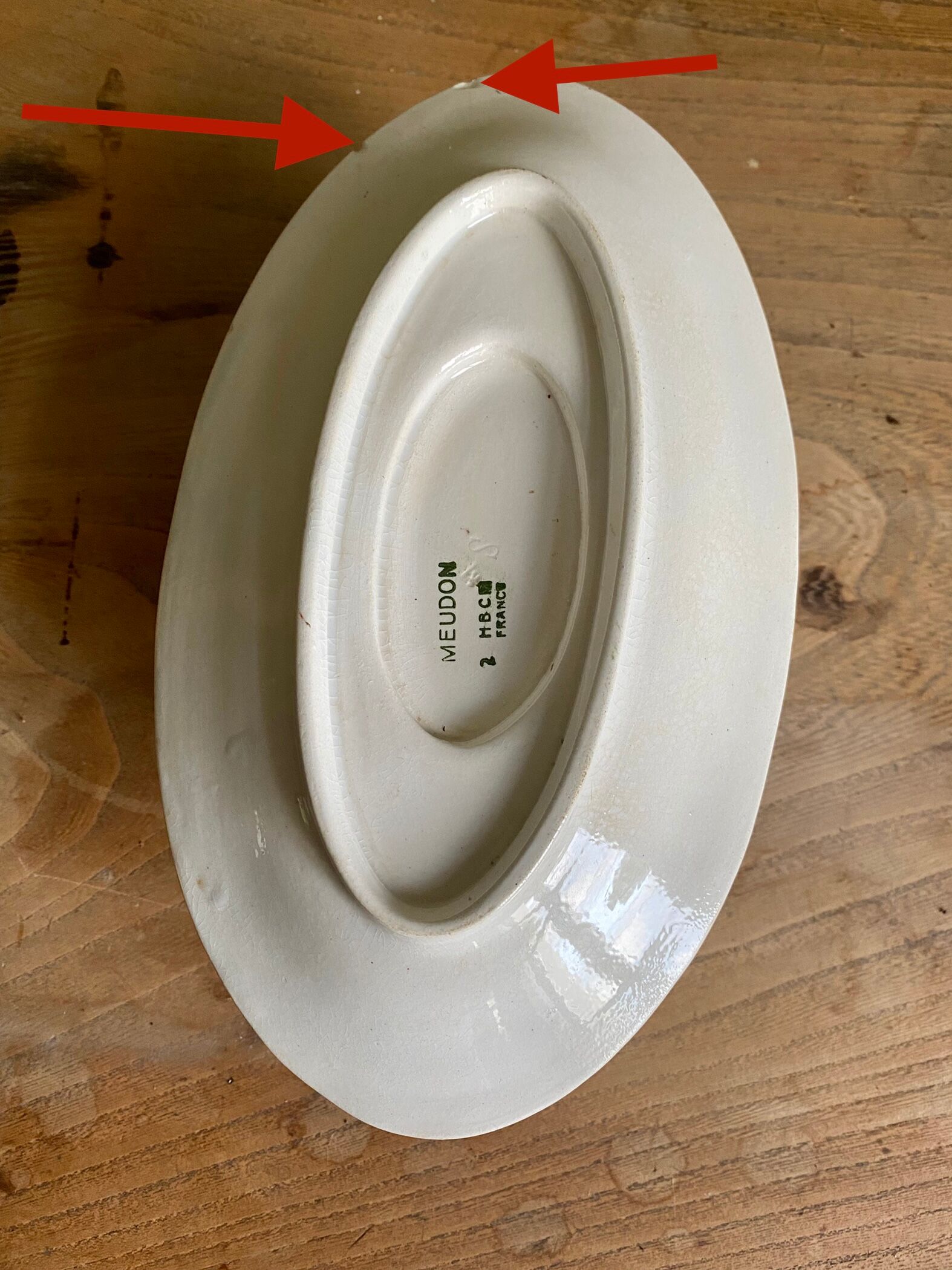 Old earthenware sauce boat Creil and Montereau HBCM