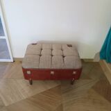 Unique-small vintage bench-ottoman-stool-colonial style - suitcase